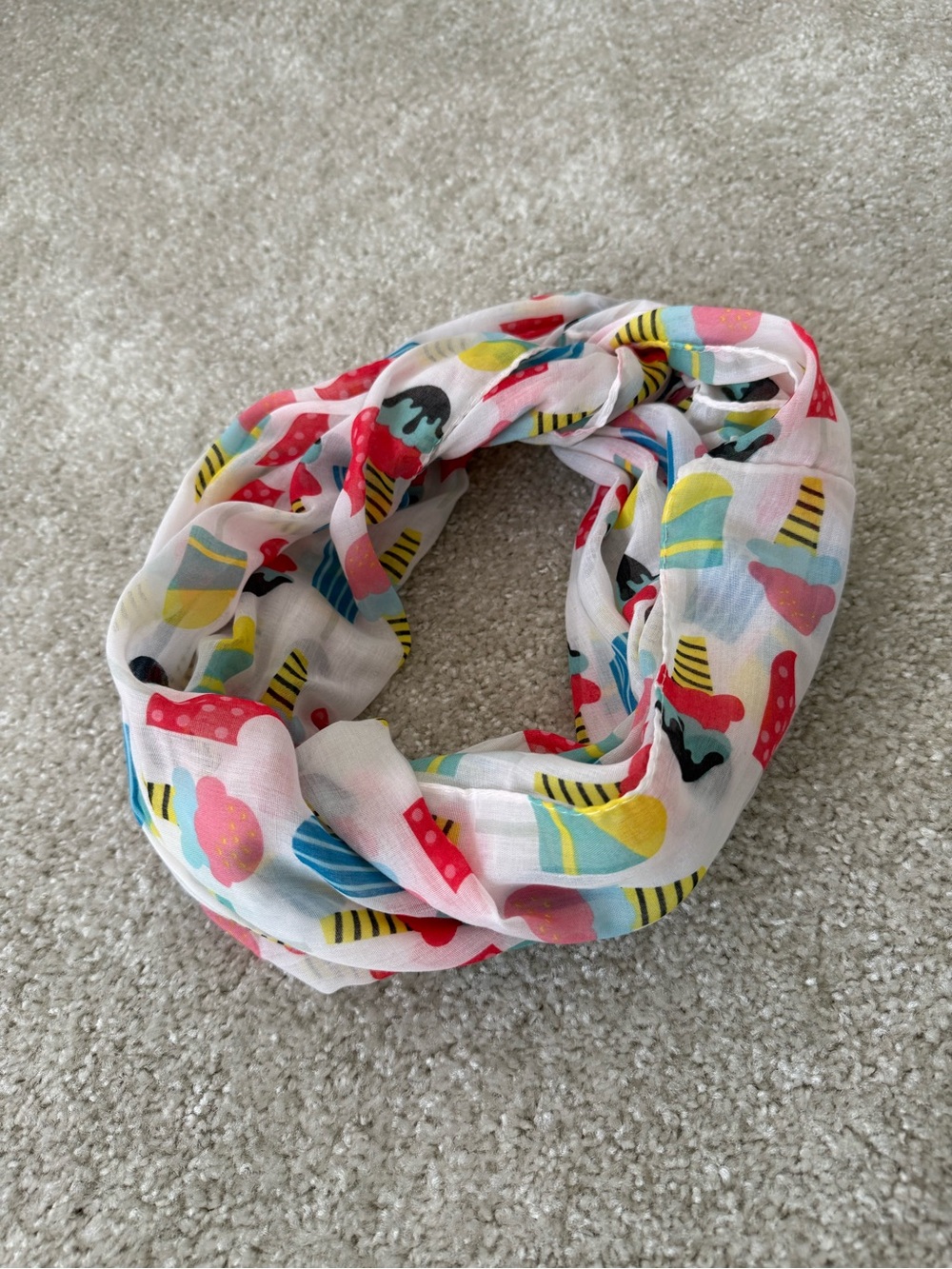 Women’s Multi-Color Ice Cream Print Soft Infinity Scarf NWOT
